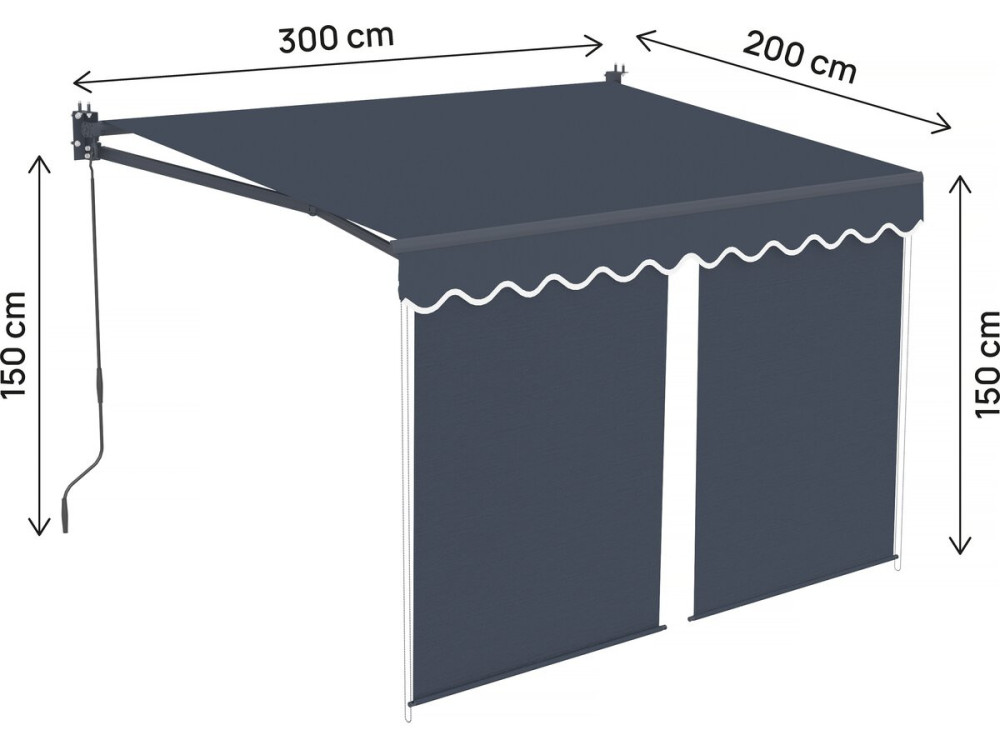 Markiza "Shadow" z aluminiową falbaną 2 x 3 m - antracytowa szarość