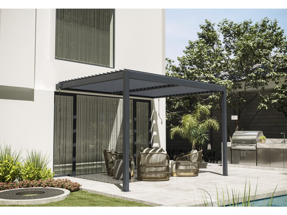 Pochylona pergola bioklimatyczna z LED "Windsor" - 3 x 4 m - Antracyt