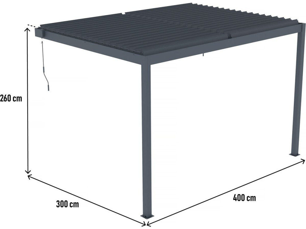 Pochylona pergola bioklimatyczna z LED "Windsor" - 3 x 4 m - Antracyt