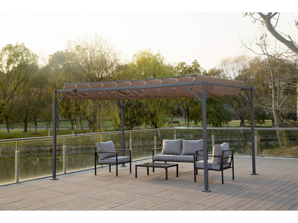 Pergola bioclimatique en tissu "Lodge" 3 x 4 m - Taupe