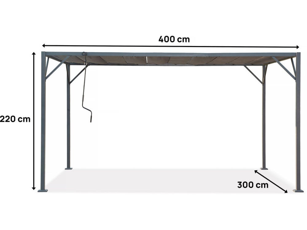 Pergola bioclimatique en tissu "Lodge" 3 x 4 m - antracytowa