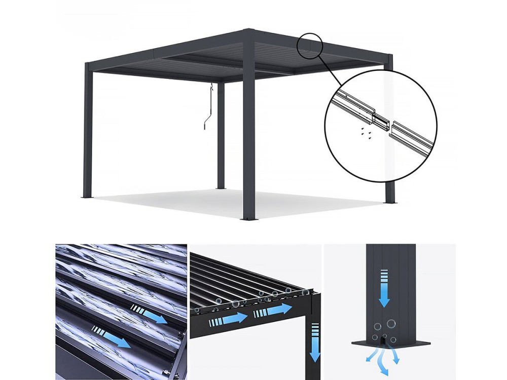 Aluminiowa pergola bioklimatyczna "Windsor" - 3 x 4 m - Antracyt