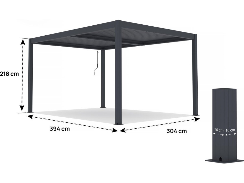 Aluminiowa pergola bioklimatyczna "Windsor" - 3 x 4 m - Antracyt