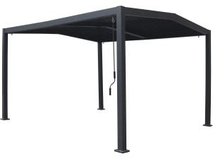 Bioklimatyczna pergola z 2-spadowym dachem "Victoria" z aluminium i metalu - 3,5 x 4 m - Szara