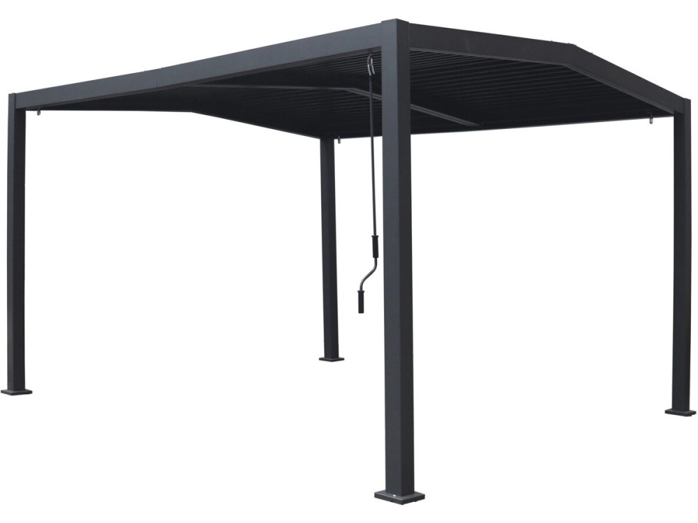 Bioklimatyczna pergola z 2-spadowym dachem "Victoria" z aluminium i metalu - 3,5 x 4 m - Szara