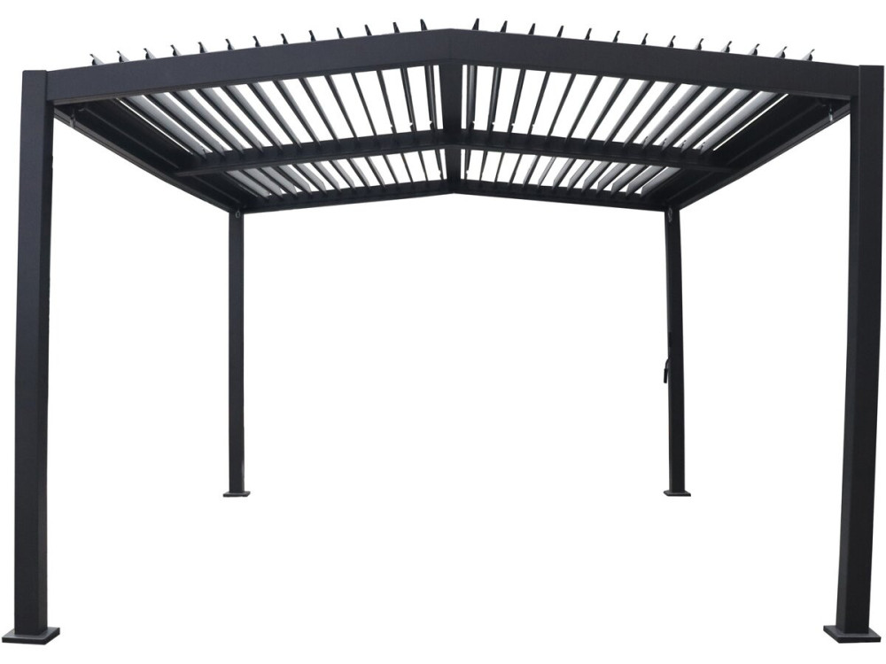 Bioklimatyczna pergola z 2-spadowym dachem "Victoria" z aluminium i metalu - 3,5 x 4 m - Szara