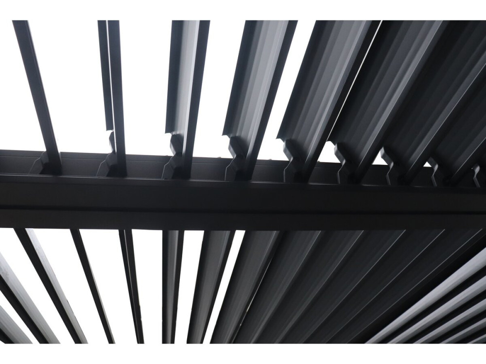 Bioklimatyczna pergola z 2-spadowym dachem "Victoria" z aluminium i metalu - 3,5 x 4 m - Szara