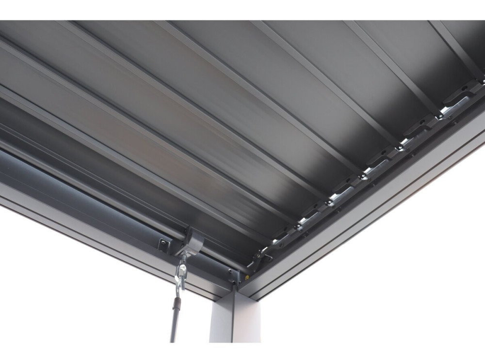 Bioklimatyczna pergola z 2-spadowym dachem "Victoria" z aluminium i metalu - 3,5 x 4 m - Szara