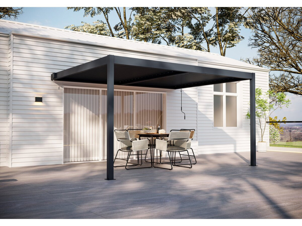 Pergola aluminiowa typu „Windsor” – antracytowo-szara – 3 x 4 m