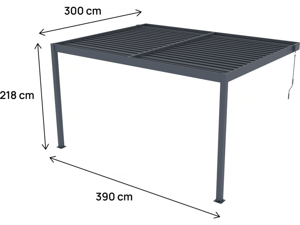 Pergola aluminiowa typu „Windsor” – antracytowo-szara – 3 x 4 m