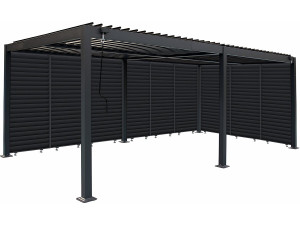 Pergola bioklimatyczna z 9 aluminiowymi żaluzjami „Kensington” – 3 x 6 m – szara