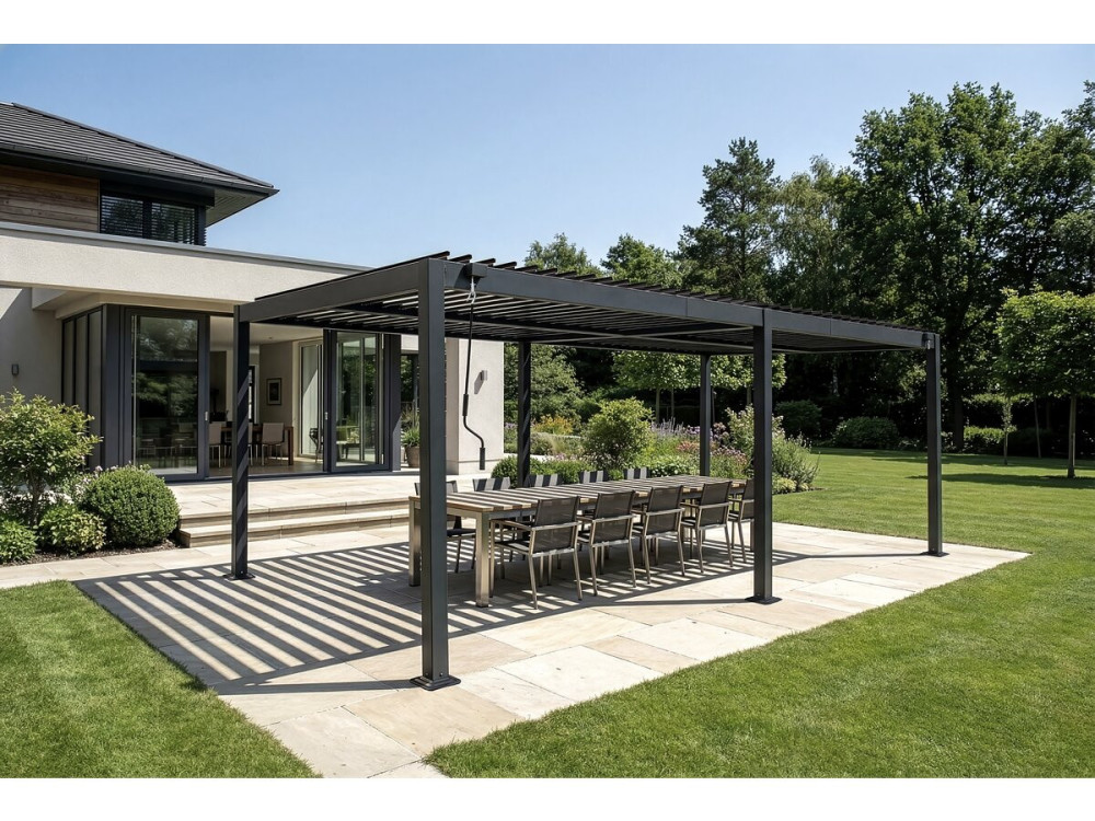 Samonośna aluminiowa pergola bioklimatyczna "Kensington" - 3 x 6 m - Szary