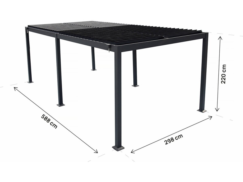 Samonośna aluminiowa pergola bioklimatyczna "Kensington" - 3 x 6 m - Szary