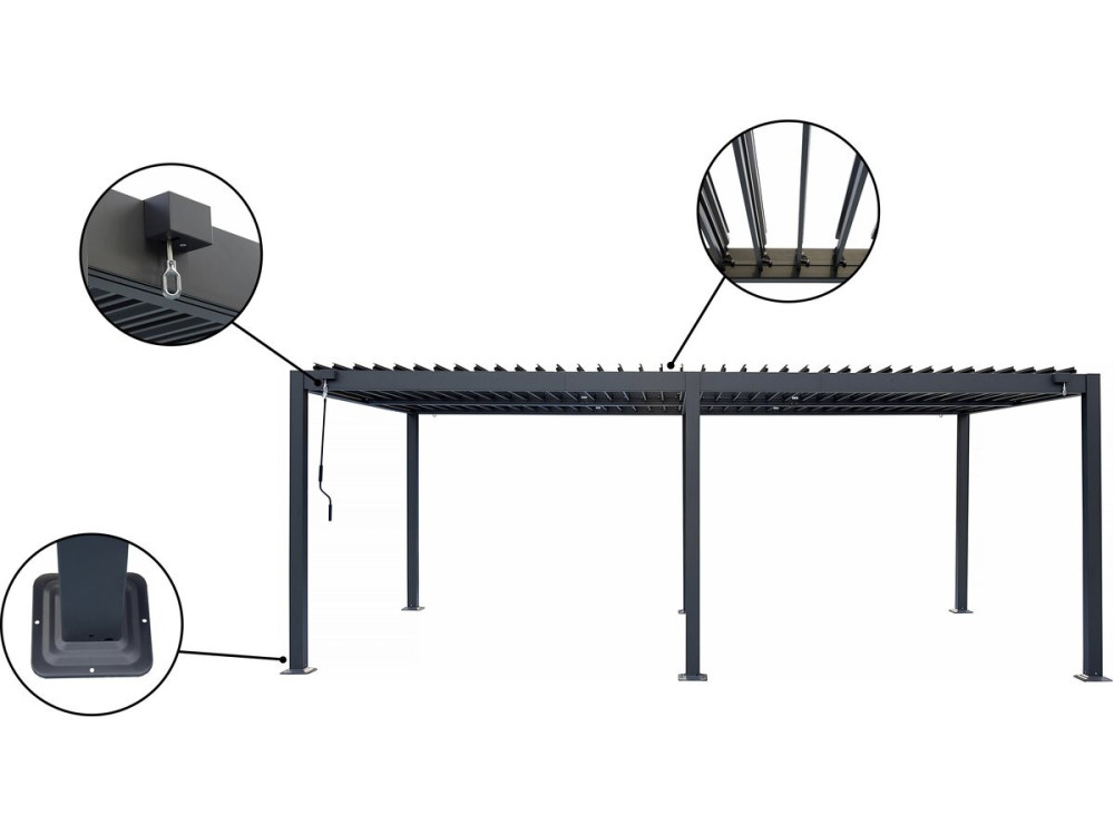 Samonośna aluminiowa pergola bioklimatyczna "Kensington" - 3 x 6 m - Szary