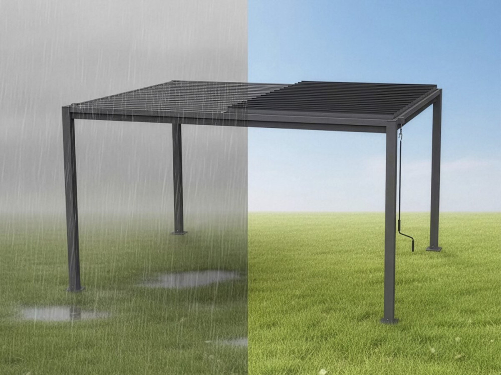Wolnostojąca bioklimatyczna pergola "Howard" z regulowanymi lamelami - 3 x 4 m - Szary