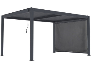Pergola bioklimatyczna "Windsor premium" z oświetleniem i aluminiową markizą - 3 x 4 m - Szary