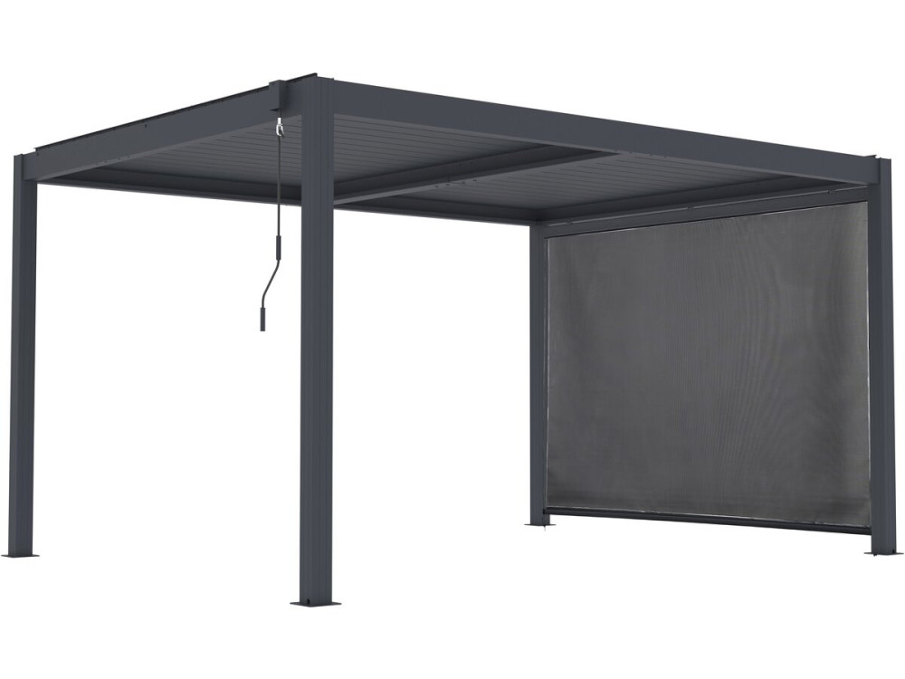 Pergola bioklimatyczna "Windsor premium" z oświetleniem i aluminiową markizą - 3 x 4 m - Szary