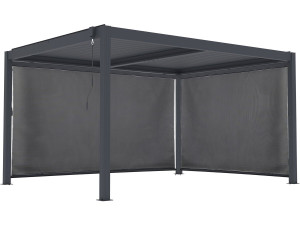 Pergola bioklimatyczna "Windsor premium" z oświetleniem i 2 aluminiowymi żaluzjami - 3 x 4 m - Szary