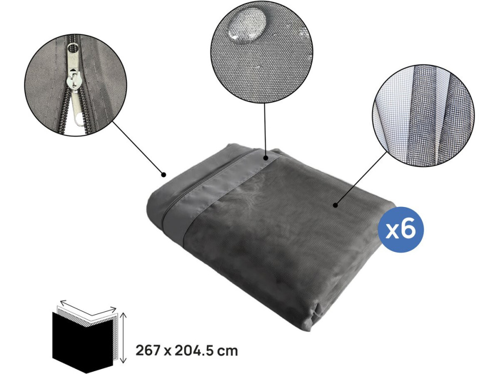 Kurtyna "Kensington" do bioklimatycznej pergoli - 3 x 5 m - Szara