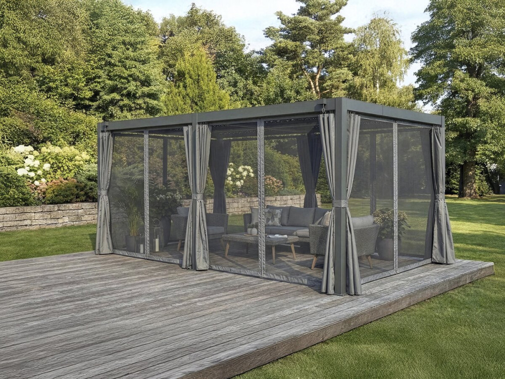 Kurtyna "Kensington" do bioklimatycznej pergoli - 3 x 5 m - Szara