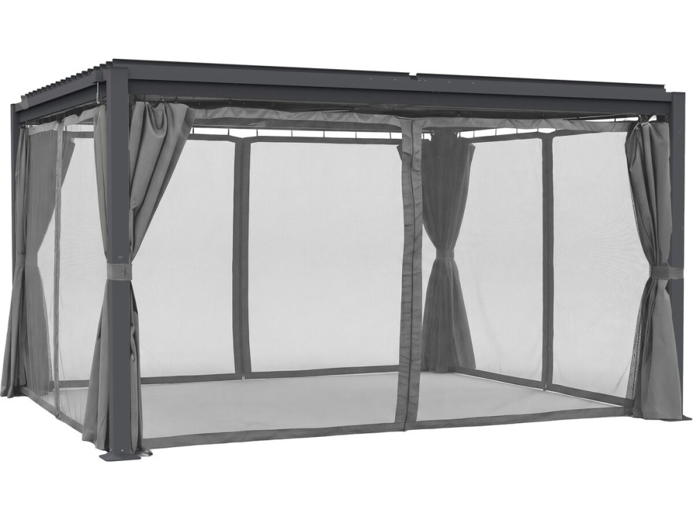Zasłona "Howard" + moskitiera do bioklimatycznej pergoli - 3 x 4 m - Szary