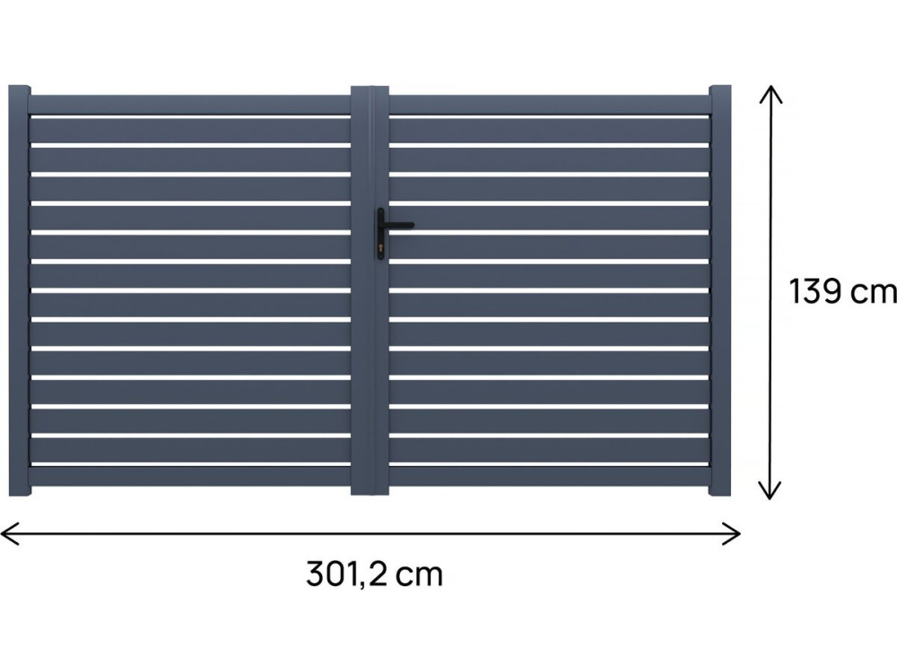 Brama aluminiowa półażurowa "Julien" - 300 x 140 cm - Szara