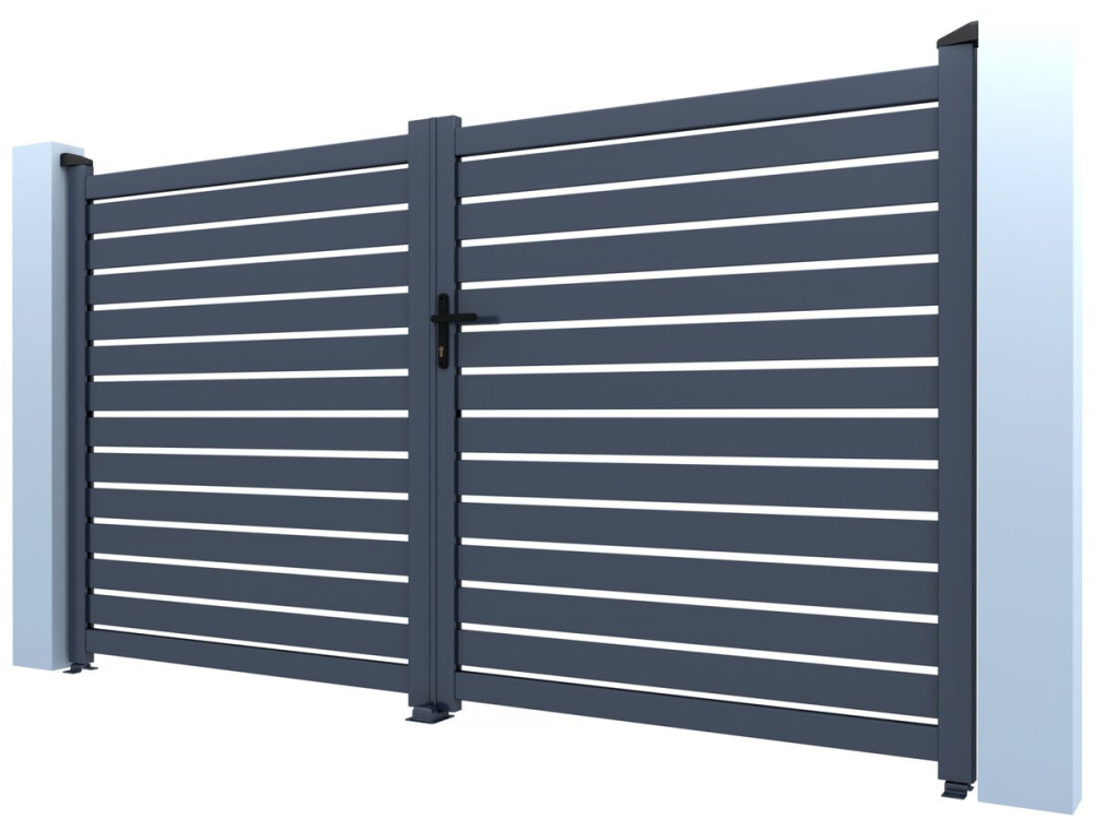 Brama aluminiowa półażurowa "Julien" - 300 x 140 cm - Szara