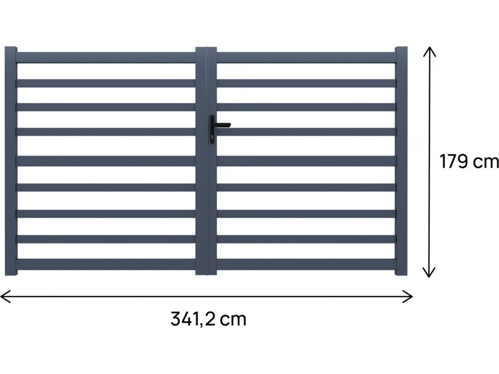 Brama aluminiowa ażurowa "Martin" - 340 x 180 cm - Szara