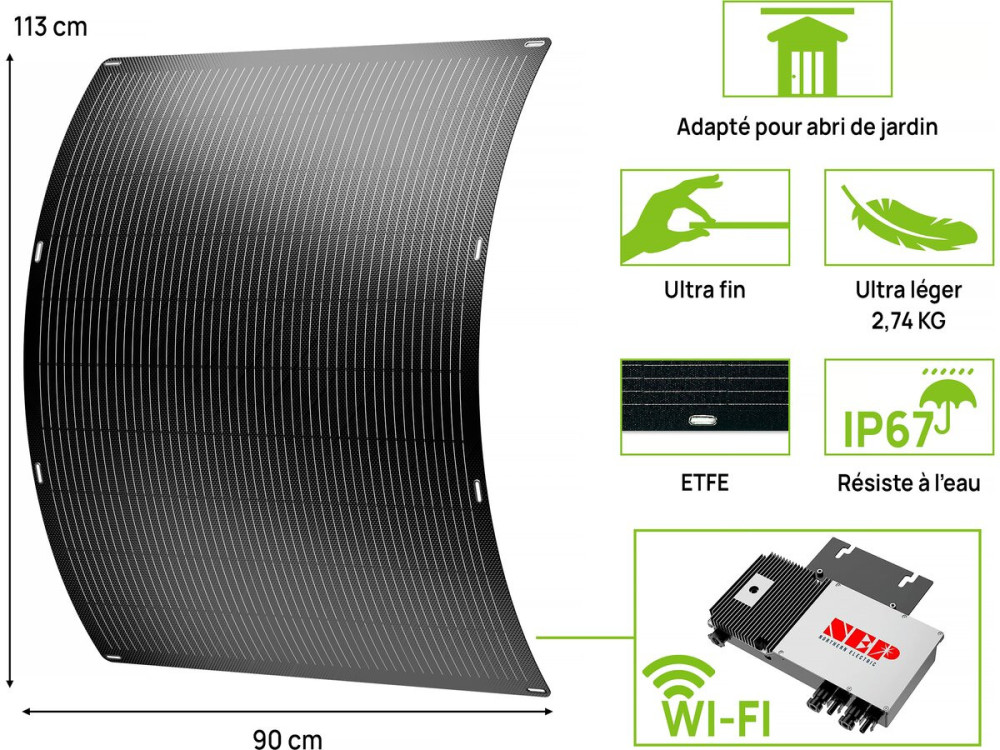 Zestaw 2 elastycznych paneli slonecznych typu plug and play – 400 W „Centrum miejskie” – czarny