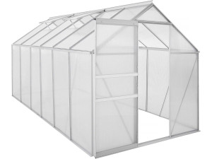 Szklarnia ogrodowa z poliwęglanu 370 x 190 x 195 cm "Basilic" - 7,03 m² - Szary