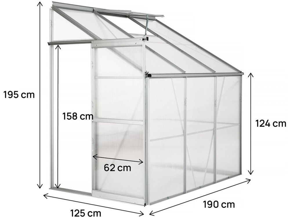 Szklarnia z poliwęglanu "Aneth" 190 x 125 x 195 cm - 2,37 m² - Francja