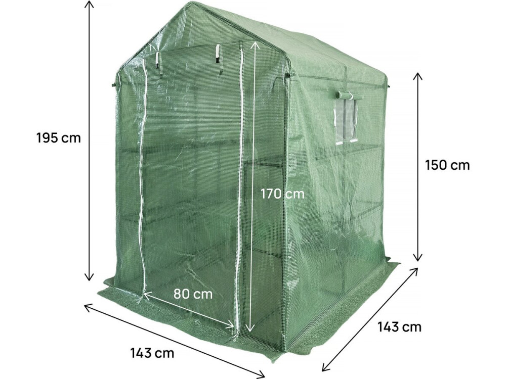 Szklarnia na pomidory ogrodowe "Lys" z półkami - 2,04 m² - 130 g - zielona