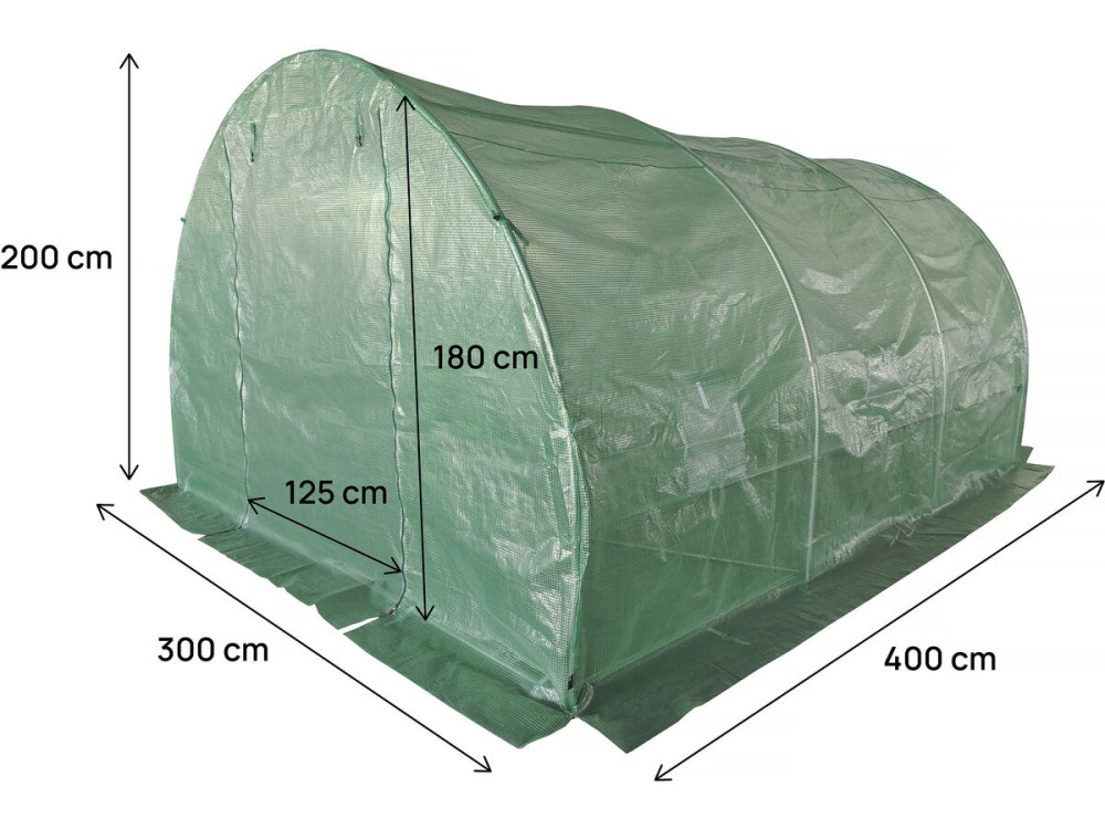 Tunel ogrodowy "Lys" 4 x 3 m - szklarnia - 12 m² - 140 g - zielony