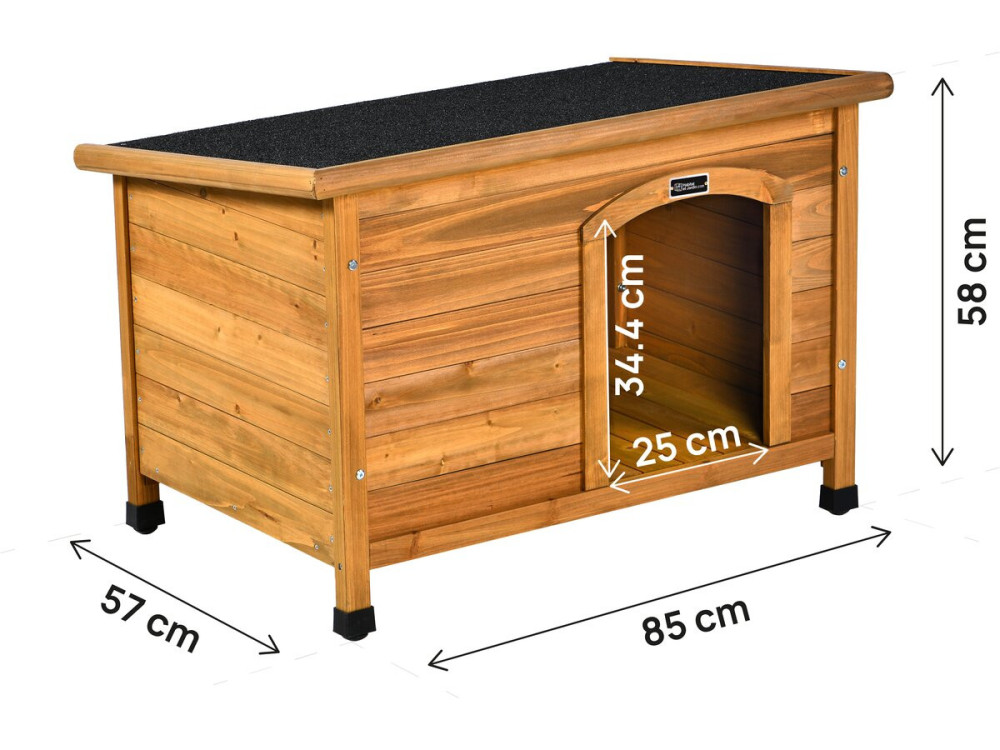Drewniana buda dla psa "Max" - 85 x 57 x 58 cm - Brązowa