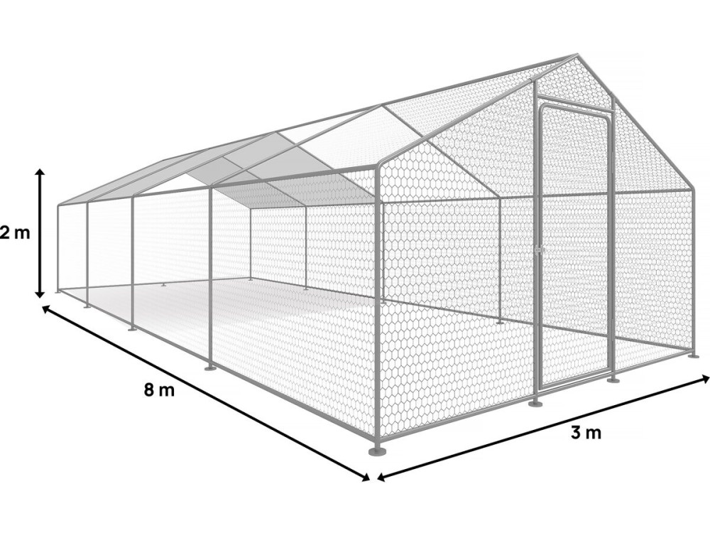 Kojec dla kur 24 m² siatka druciana 8 x 3 x 2 M stal ocynkowana