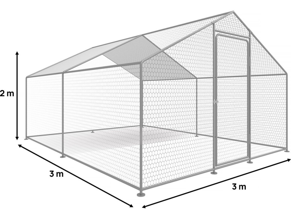Kojec dla kur 9 m² siatka druciana 3 x 3 x 2 M stal ocynkowana
