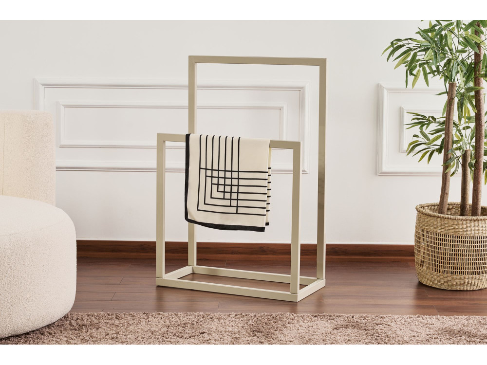 Metalowy wieszak na ręczniki "Gediz" - 25 x 60 x 90 cm - Taupe