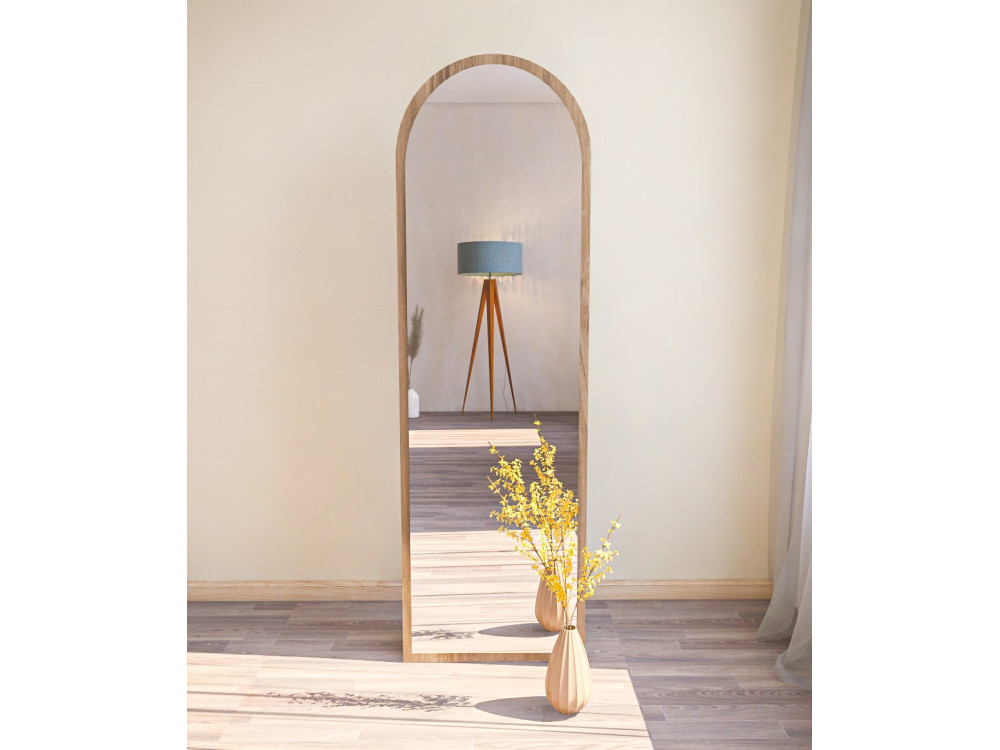 Drewniane lustro "Emma" - 50 x 160 cm - Brązowe