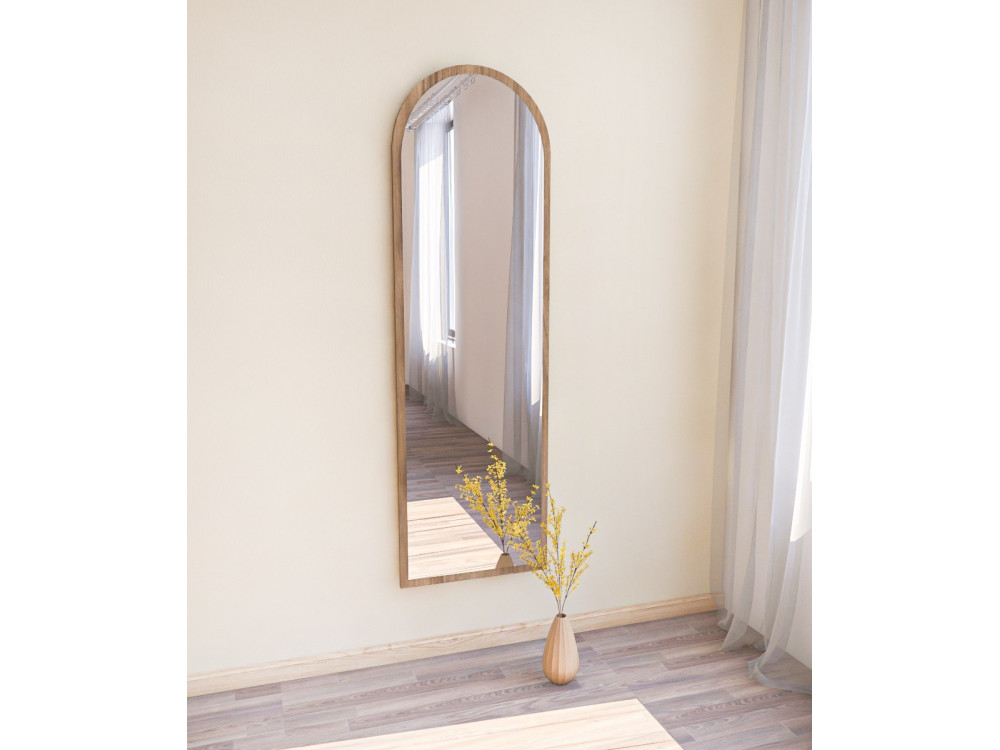 Drewniane lustro "Emma" - 50 x 160 cm - Brązowe
