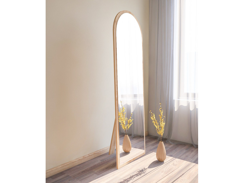 Drewniane lustro "Emma" - 50 x 160 cm - Beżowe