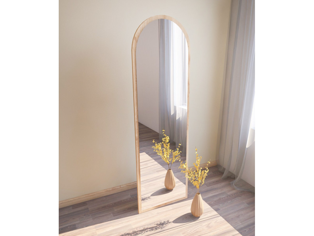 Drewniane lustro "Emma" - 50 x 160 cm - Beżowe