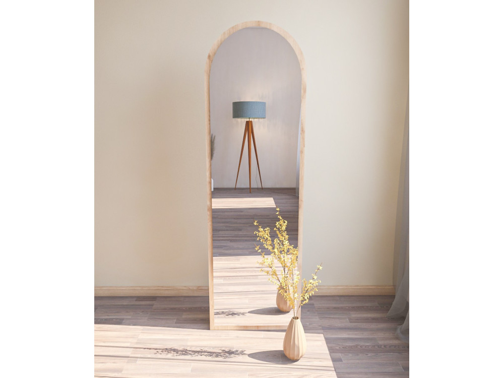 Drewniane lustro "Emma" - 50 x 160 cm - Beżowe