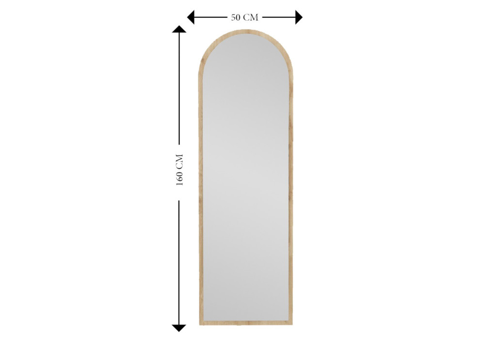 Drewniane lustro "Emma" - 50 x 160 cm - Beżowe