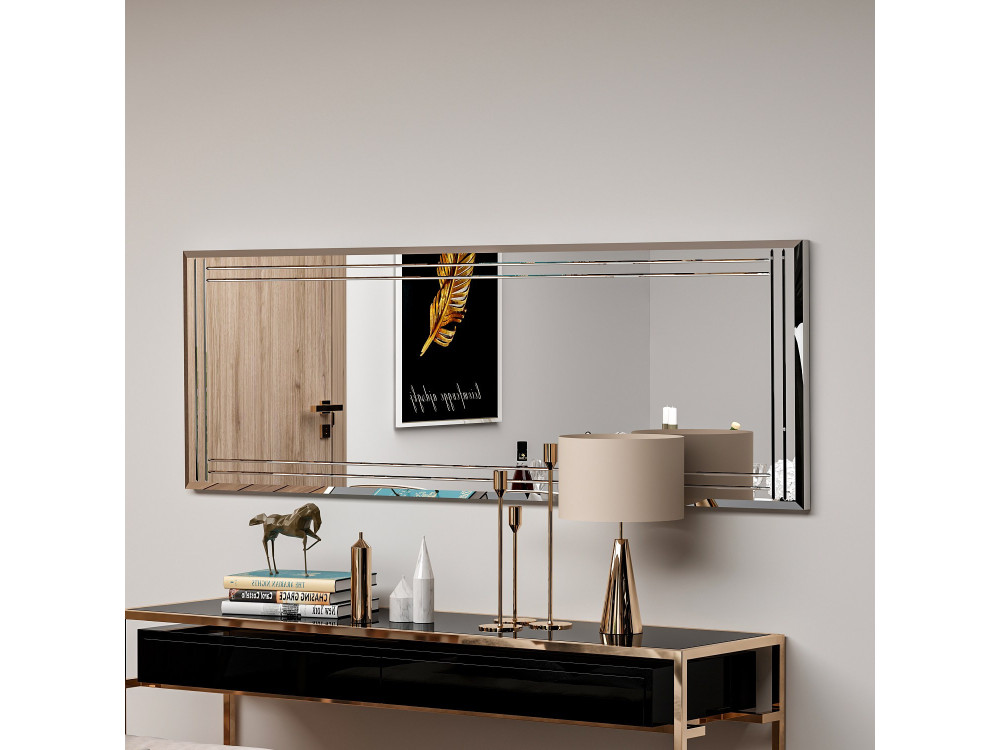 Drewniane lustro "Buhem" - 40 x 120 cm - Białe