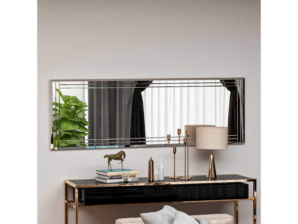 Drewniane lustro "Buhem" - 40 x 120 cm - Białe