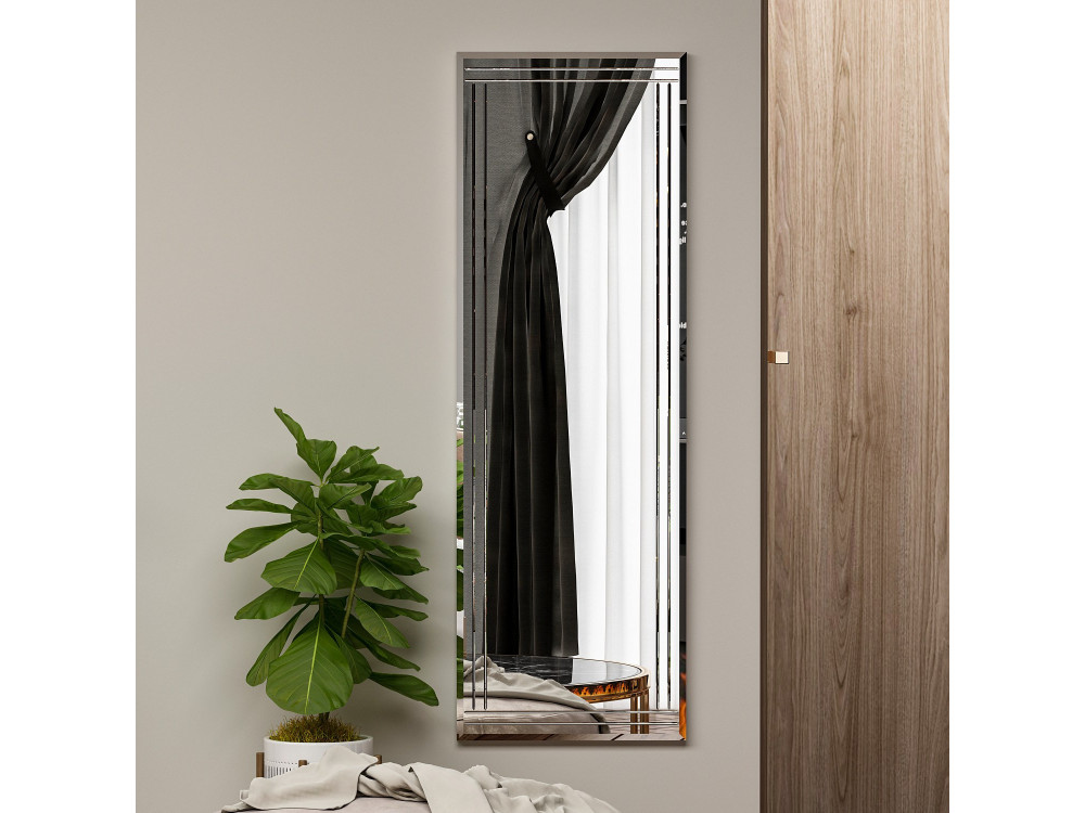 Drewniane lustro "Buhem" - 40 x 120 cm - Białe