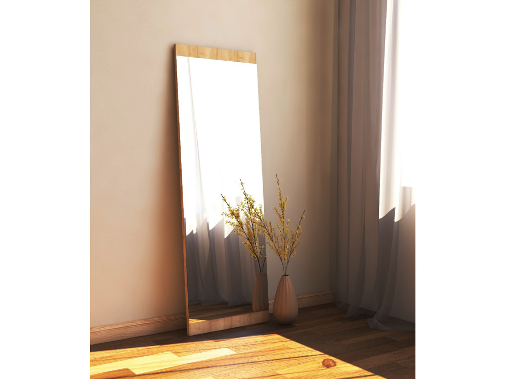 Drewniane lustro "Azus" - 40 x 120 cm - Brązowe