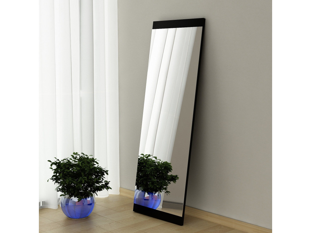 Drewniane lustro "Azus" - 40 x 120 cm - Czarne