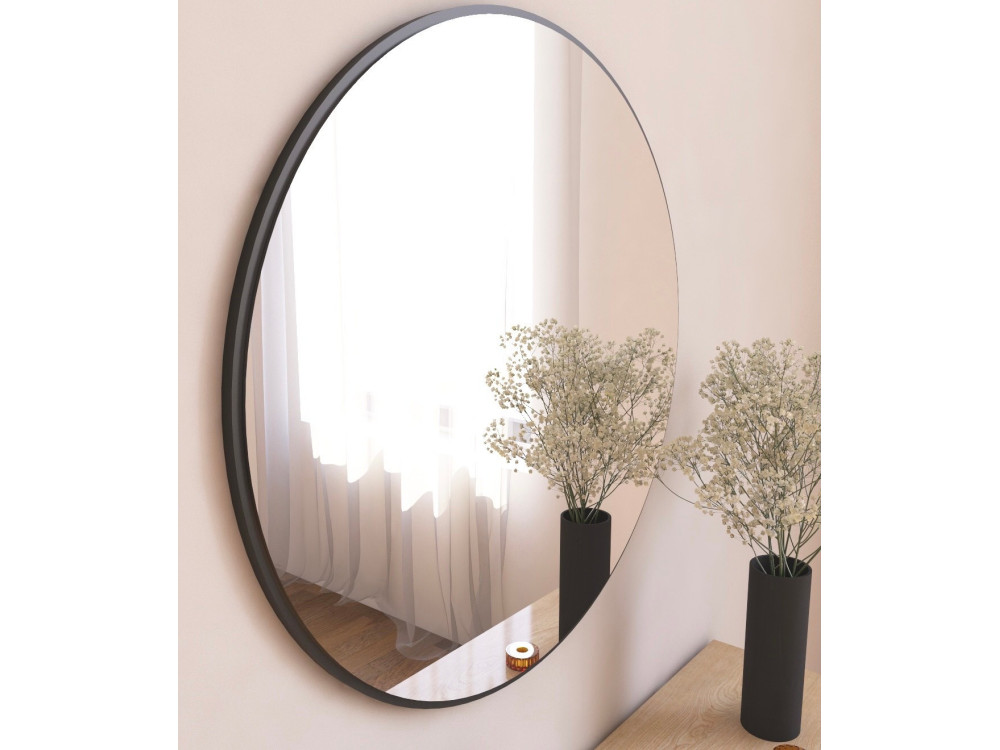Drewniane lustro "Ozze" - 60 x 60 cm - Czarne