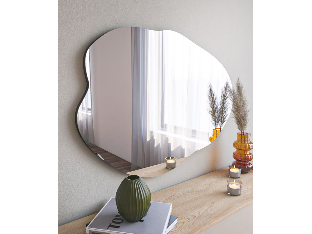 Drewniane lustro "Ohho" - 60 x 85 cm - Czarne